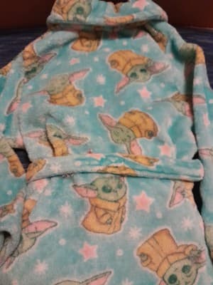 Star Wars Girls The Mandalorian Baby Yoda Luxe Plush Fleece Bath Robe Sz XS (4/5 - Thumbnail 10