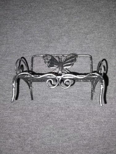 Mini Desktop Butterfly Fairy Bench 3" Wire Furniture Doll House - Thumbnail 2