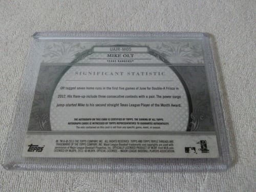 Mike Olt 2013 Topps Triple Threads autograph auto card UAJR-M05 /99 Tx Rangers - Thumbnail 5