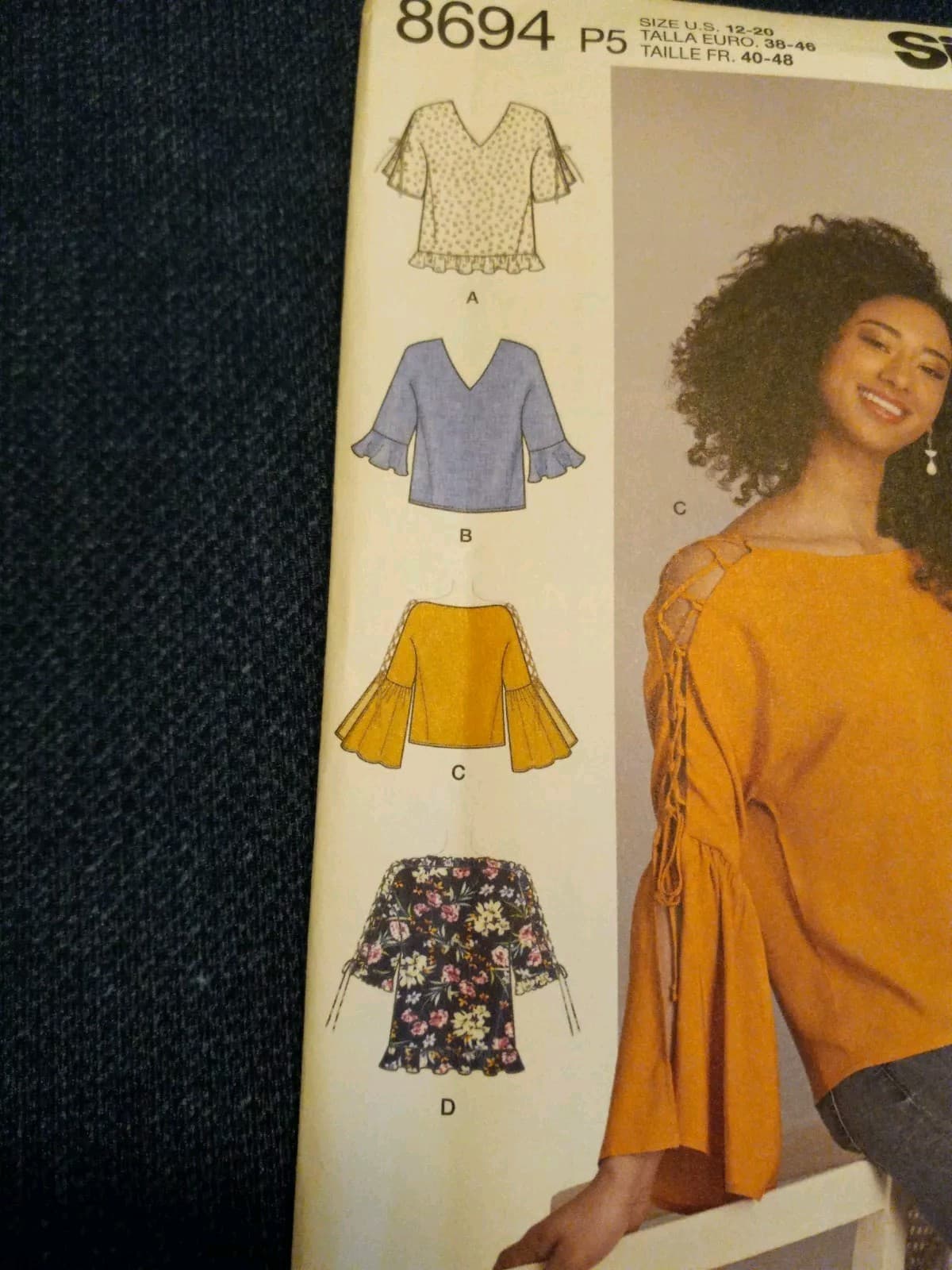 Simplicity 8694 Sewing Pattern Women’s Blouses Bell Sleeve Tops Sz 12-20 UC - Thumbnail 2
