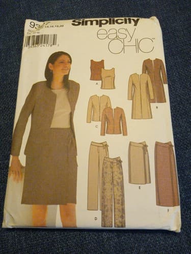 Vintage Simplicity 9327 Pattern Coat Jacket Top Pant Skirt Sz 14 16 18 20 UC - Image 1