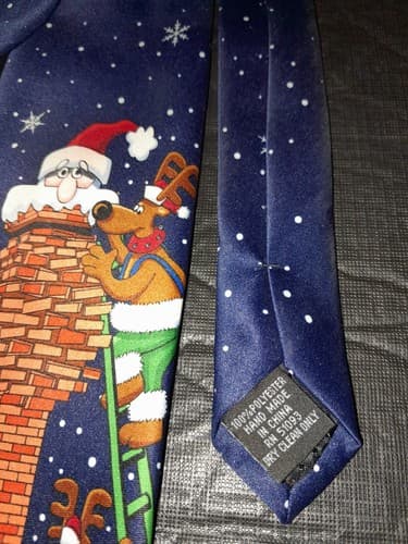 Hallmark Yule Tie Greetings Santa and Reindeer On The Rooftop Holiday Christmas - Thumbnail 4