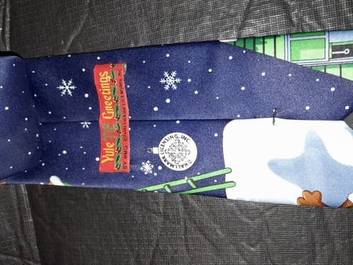 Hallmark Yule Tie Greetings Santa and Reindeer On The Rooftop Holiday Christmas - Thumbnail 6