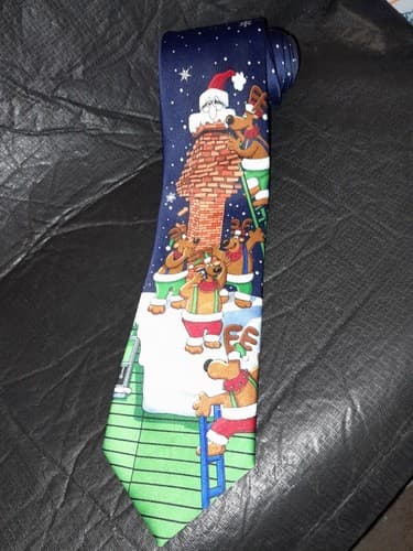 Hallmark Yule Tie Greetings Santa and Reindeer On The Rooftop Holiday Christmas - Thumbnail 2