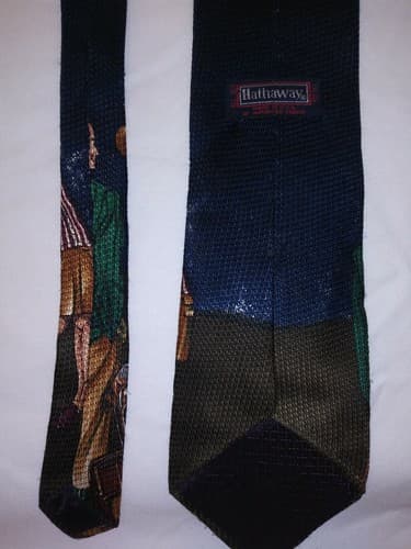 Man & Woman Golfing Imported All Silk Tie 59 in X 4 in Blue WPL125 Hathaway - Thumbnail 8