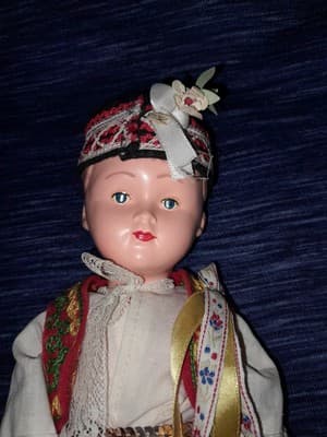 Traditional Czechoslovakian Folk Art Czechoslovak Boy Doll 12" Vintage 70s - Image 1