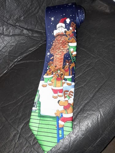Hallmark Yule Tie Greetings Santa and Reindeer On The Rooftop Holiday Christmas - Thumbnail 3