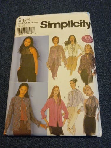 Simplicity 9476 Sewing Pattern Misses Loose Blouse Tunic Cover Ups Size 16-22 UC - Image 1