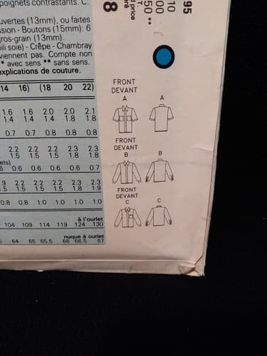 Vogue 7308 Very Easy Sewing Pattern Blouse Tops Sz 12-16 1980s Vintage - Thumbnail 3