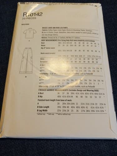 Simplicity R10142 Mimi G Hi Lo Button Front Shirt Wide Leg Pants Sz 16 18 20 22 - Thumbnail 2