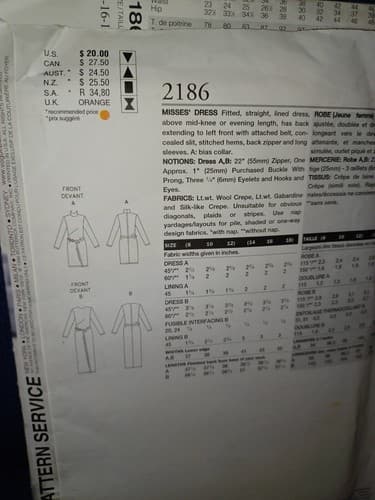 Vtg Vogue 2186 American Designer Sewing Pattern Fitted Misses Dress Sz 14 16 18 - Thumbnail 4