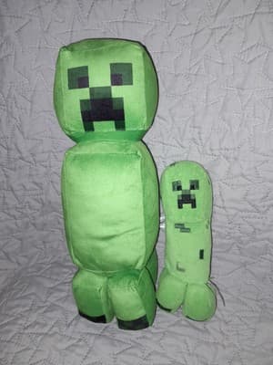 Minecraft Green Creepers 2014 Mojang 7" & 12" Creeper 2022 Green Plush Set Lot 2 - Image 1