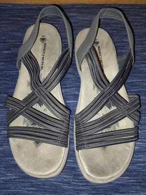 Skechers Womens Reggae Slim Simply Stretch Navy Blue 9 Memory Foam Slingback - Thumbnail 10