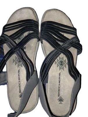 Skechers Womens Reggae Slim Simply Stretch Navy Blue 9 Memory Foam Slingback - Thumbnail 5
