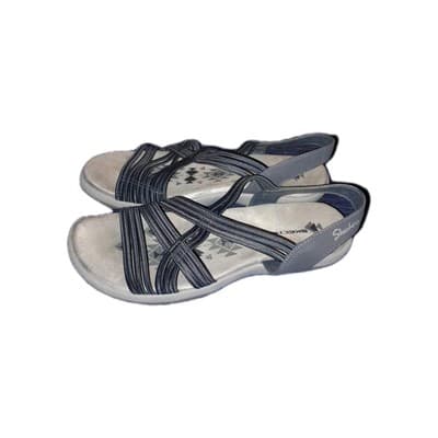 Skechers Womens Reggae Slim Simply Stretch Navy Blue 9 Memory Foam Slingback - Thumbnail 3
