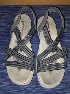 Skechers Womens Reggae Slim Simply Stretch Navy Blue 9 Memory Foam Slingback - Thumbnail 11