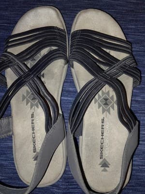 Skechers Womens Reggae Slim Simply Stretch Navy Blue 9 Memory Foam Slingback - Thumbnail 14