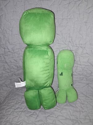Minecraft Green Creepers 2014 Mojang 7" & 12" Creeper 2022 Green Plush Set Lot 2 - Thumbnail 2