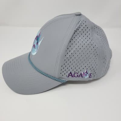 AGAVE Performance Snapback Hat One Size Adjustable Gray Laser Cut Mesh Rope Cap - Thumbnail 4