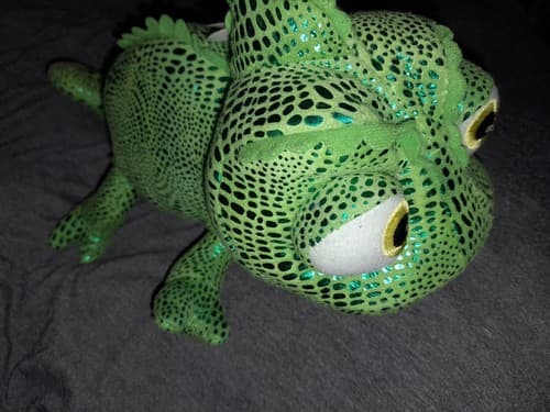 Disney Parks Tangled Pascal 12" Plush Chameleon Green Metallic Fabric - Image 1