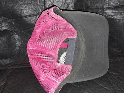 Rain For Rent Logo Mesh Trucker Hat/Cap Snap back Pink & Gray San Antonio - Thumbnail 3