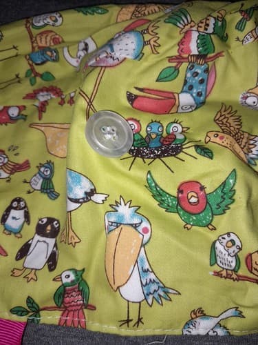 Bouffant Ponytail Combo Scrub Hat - Yellow Birds Owls Tocan - Thumbnail 3