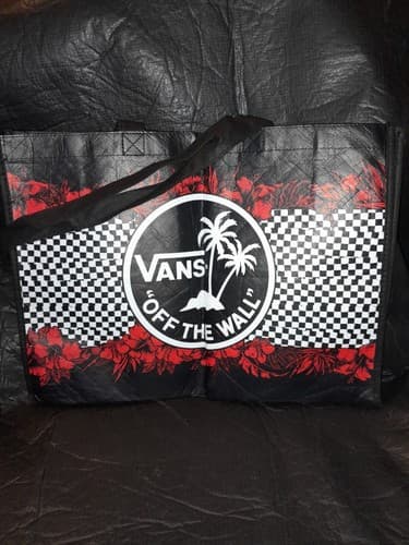 Vans “Off The Wall” Reusable Shopping Tote Bag (White, Red, Black) 12"x17"x6" - Thumbnail 3