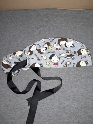 Friends Ross Chandler Adult Skull Chemo Surgical Scrub Hat Cap Ponytail - Image 1