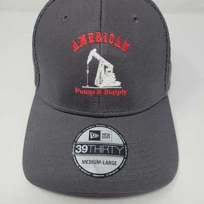 New Era 39THIRTY American Pump & Supply Hat M/L Gray Flex Fit Oilfield Cap - Thumbnail 6