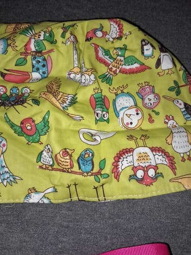 Bouffant Ponytail Combo Scrub Hat - Yellow Birds Owls Tocan - Thumbnail 2