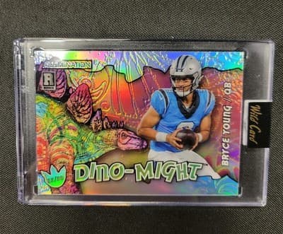 WILD CARD BRYCE YOUNG DINO MIGHT ROOKIE 15/50 HOLO SSP PANTHERS - Image 1