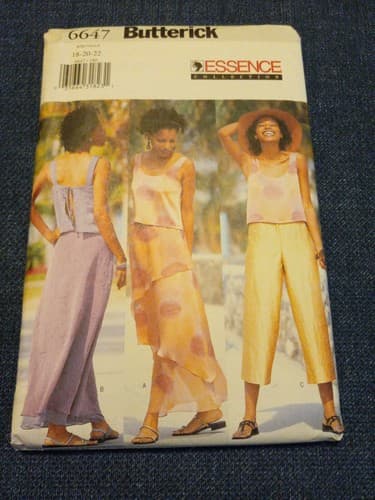 Butterick 6647 Misses Top Spiral Overlay Skirt Crop Pants Size 18 20 22 New UC - Image 1
