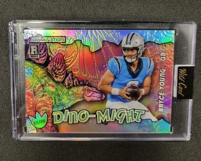 WILD CARD BRYCE YOUNG DINO MIGHT ROOKIE 15/50 HOLO SSP PANTHERS - Thumbnail 2