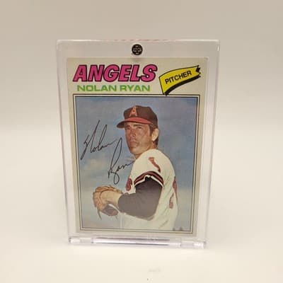 Topps 1977 Nolan Ryan 650 Angels Vintage Baseball Card w/ Screw-down Card Holder - Image 1