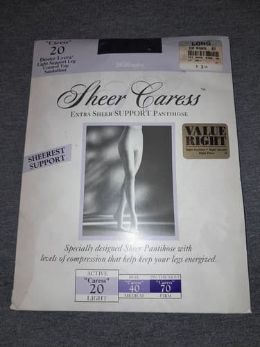 Worthington Sheer Caress 20 Pantyhose Off Black Size Long Extra Sheer Support - Image 1