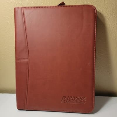 Riviera Associates Leather Zip Portfolio Organizer Business Padfolio Brown - Image 1