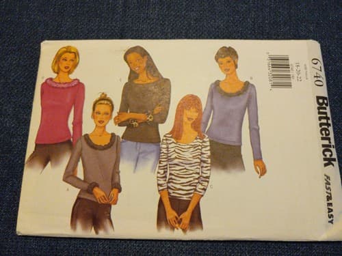 Butterick 6740 Pattern Petite Pullover Blouse Top Sizes 18 20 22 Pattern UC - Image 1