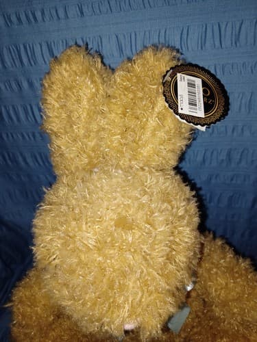 FAO Schwarz 13” Furry Brown Bunny Rabbit w/ Blue Bow Plush Stuffed Animal NWT - Thumbnail 3