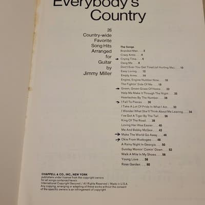 CHAPPELL Everybody’s Country Guitar Songbook Sheet Music Jimmy Miller Vintage - Thumbnail 3