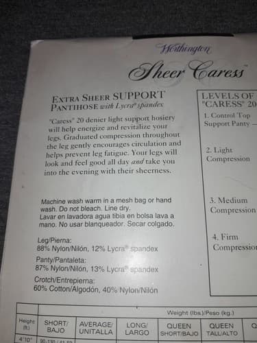 Worthington Sheer Caress 20 Pantyhose Off Black Size Long Extra Sheer Support - Thumbnail 7