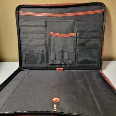 Riviera Associates Leather Zip Portfolio Organizer Business Padfolio Brown - Thumbnail 5