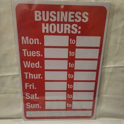 Lot of 3 Business Hours Sign Kits 8"x12" with Number Stickers Retail Store - Thumbnail 4