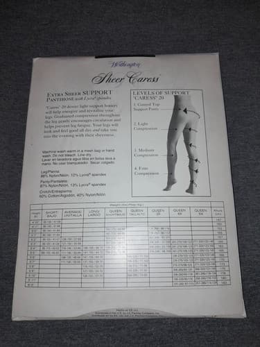 Worthington Sheer Caress 20 Pantyhose Off Black Size Long Extra Sheer Support - Thumbnail 3