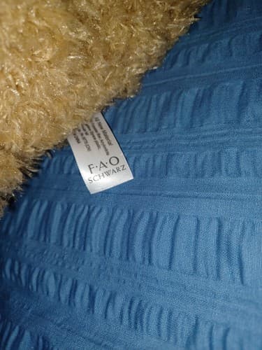 FAO Schwarz 13” Furry Brown Bunny Rabbit w/ Blue Bow Plush Stuffed Animal NWT - Thumbnail 5