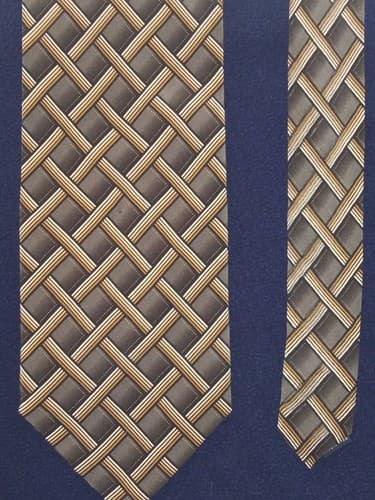 DiMoggio Hand Made 100% Silk Tie Black, Beige & Gray 59 1/2"L & 4"W Handmade - Image 1