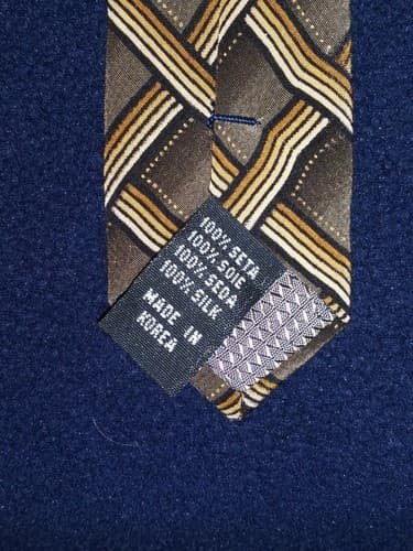 DiMoggio Hand Made 100% Silk Tie Black, Beige & Gray 59 1/2"L & 4"W Handmade - Thumbnail 4