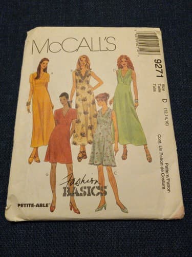 McCalls 9271 Empire Waist Dress 2 Lengths w Ruffled V-Neck Sz 10 12 14 Pattern - Image 1