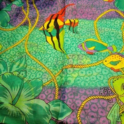 Tropical Fish Print Sarong Wrap Scarf Bright Beach Cover-Up 71"x45.5" - Image 1