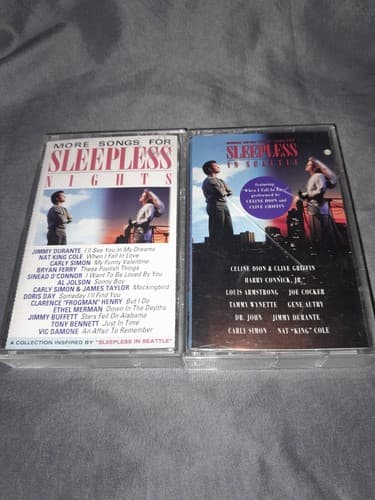 Sleepless in Seattle & More Songs for Sleepless Nights 2 Cassette Lot 1993 Epic - Image 1