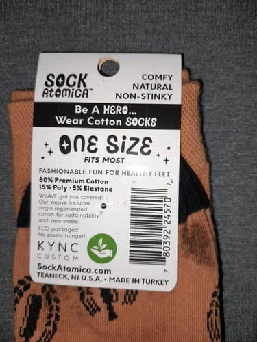 NWT Sock Atomica Golden Yellow Unisex Adult DRINK LOCAL One Size Non-stinky - Thumbnail 3